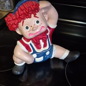 Vintage Ceramic Raggedy Ann & Andy Doll Figurines - Red, White & Blue Clothing